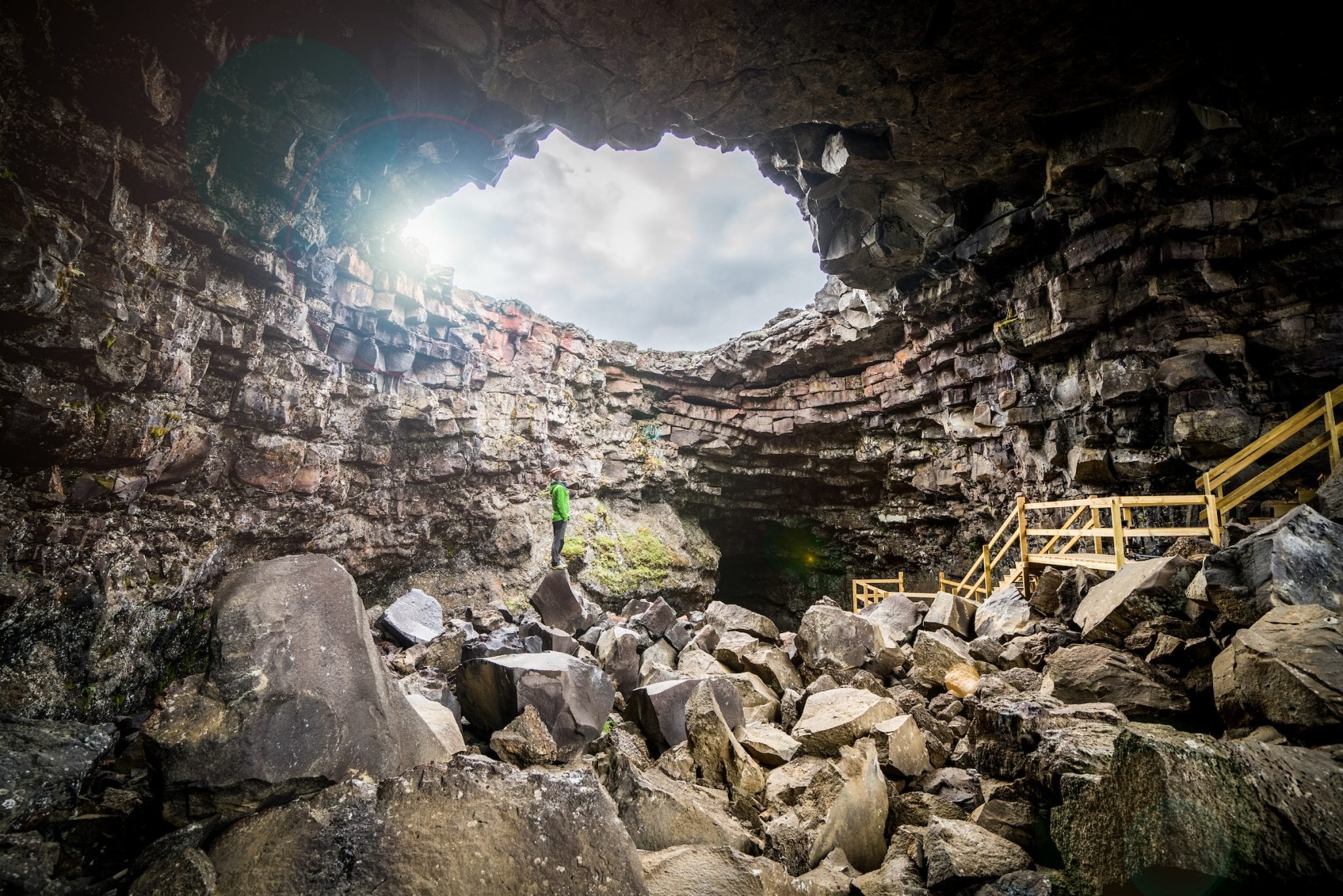an opening in the caves roof