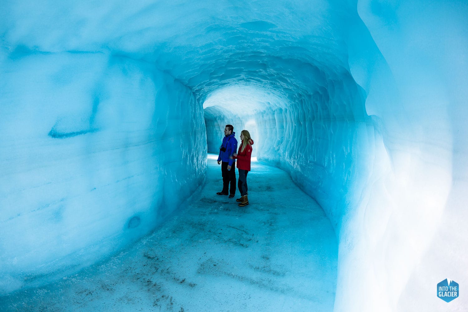 Couple inside Into the Glacier ice cave