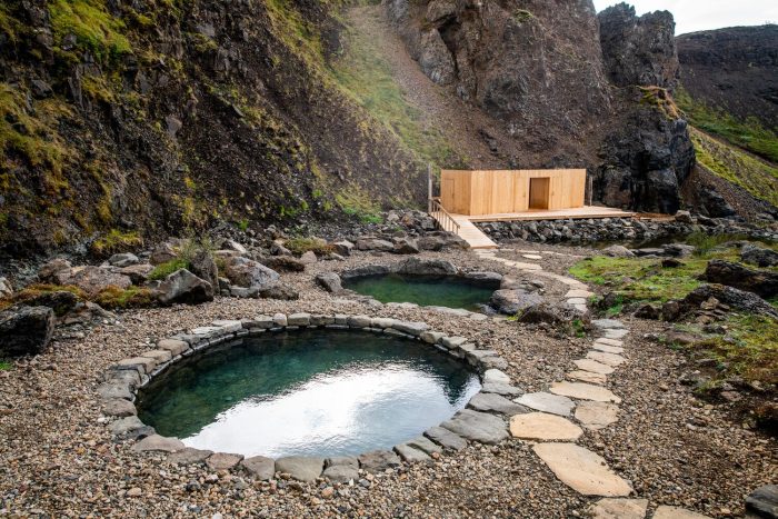 Husafell canyon bath hot springs in Iceland